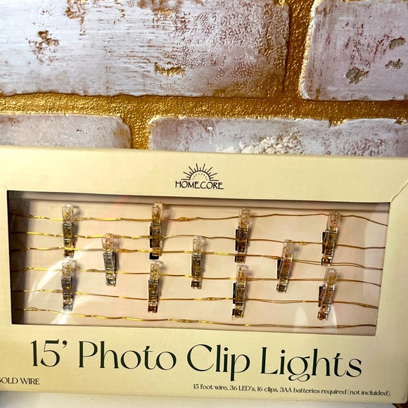 Home Core Gold Wire LED Gold Glittery Photo Clip Fairy Lights. - Picture 8 of 16